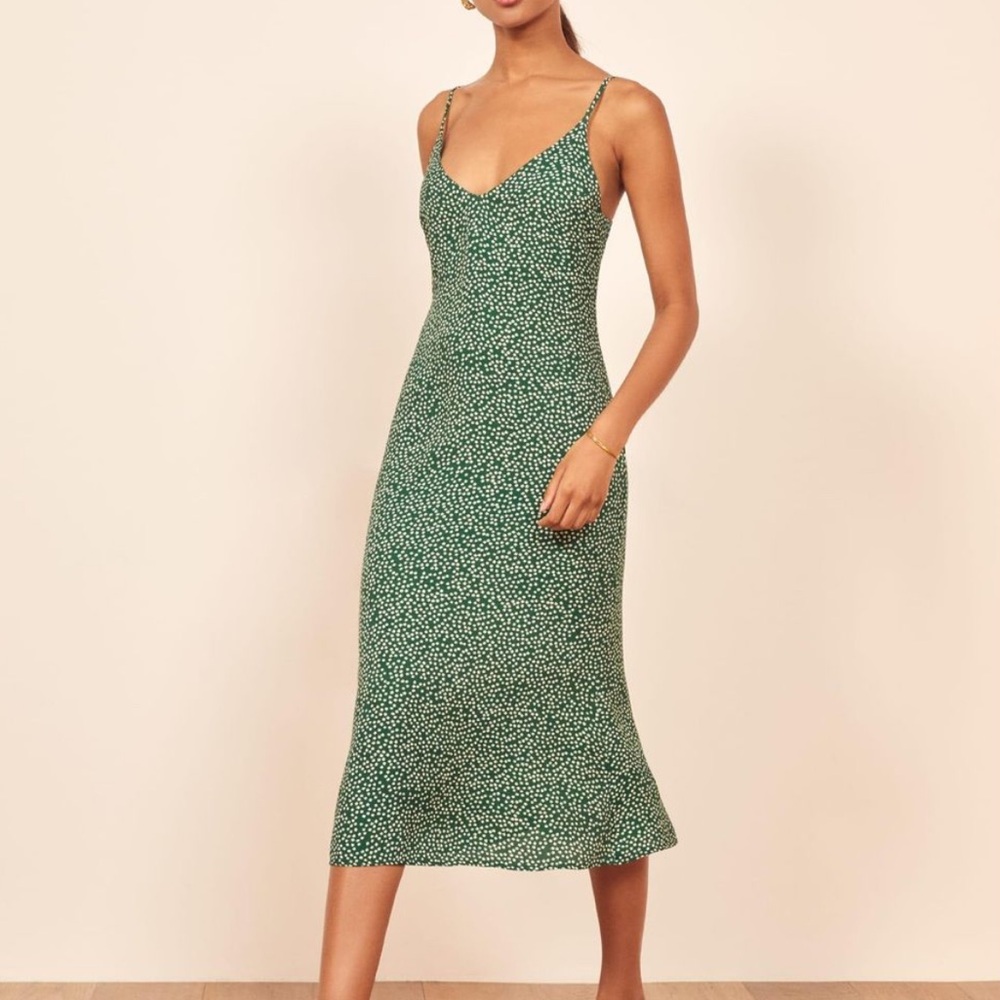 Reformation Alexandra Green Floral Midi Slip Dress Size 4